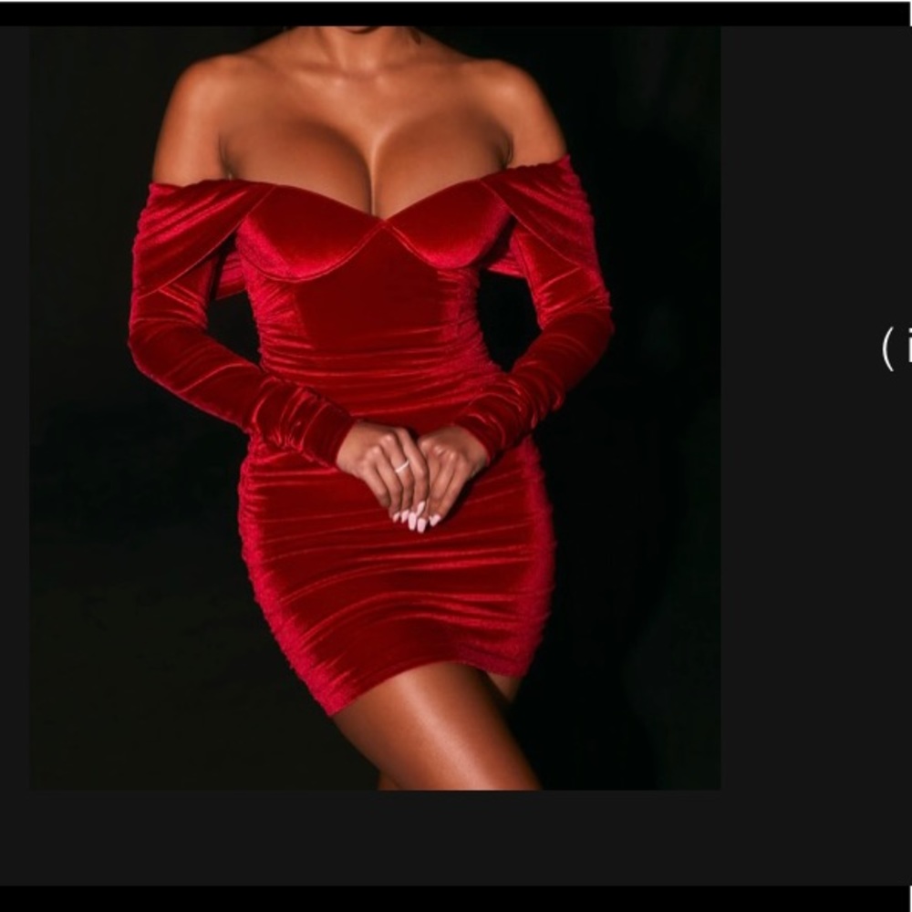 Tainted Love Red velvet ruched mini dress